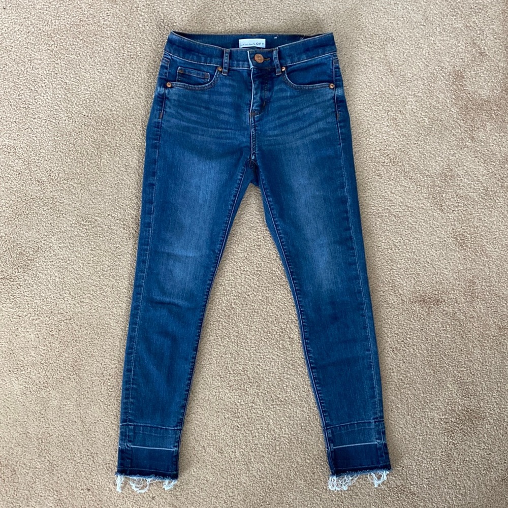 Loft Skinny Jeans with Distressed Hem - Size 25/0